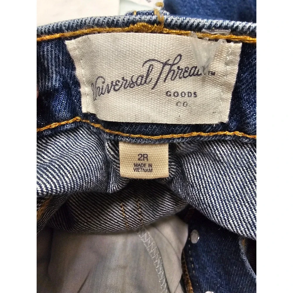 Universal Thread Womens 90s Baggy Mid Rise Jeans Blue Cotton Casual Size 2
